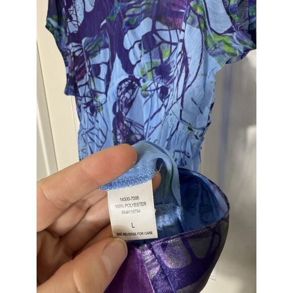 Unity World Wear Blue Purple Sheer Butterfly Fairy Puff Sleeve V Neck Pixie  L - Picture 4 of 7